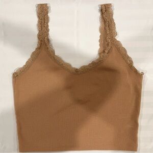 Forever 21 Lace Tan Cropped Tank